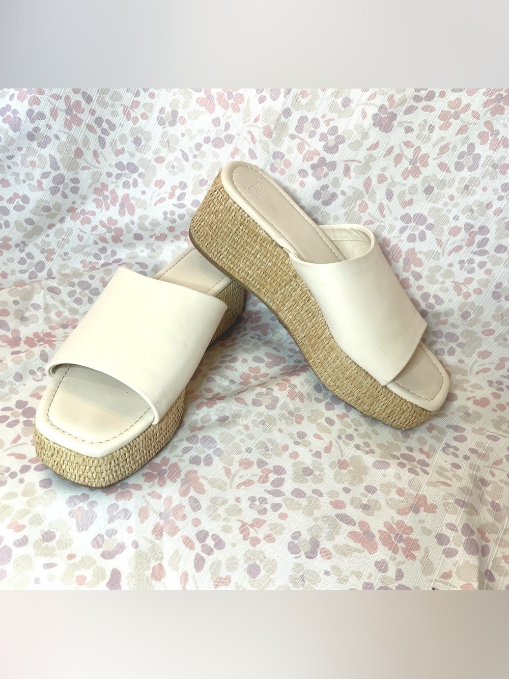 Abercrombie & Fitch Straw Platform Heels - Cream - Women’s 8